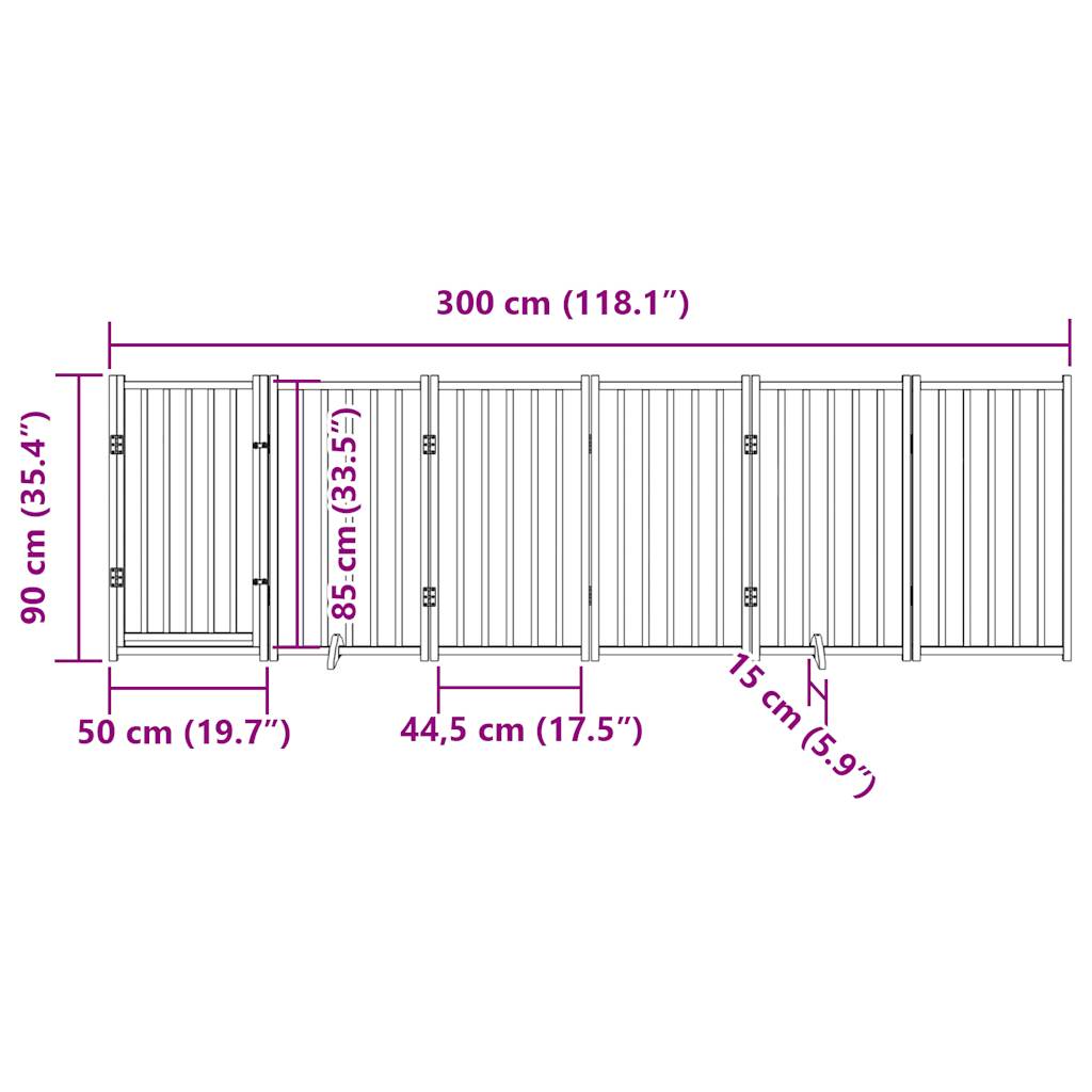 Hondenhek inklapbaar 6panelen 300cm massief vurenhout bruin eik is nu te koop bij PeponiXL, paradijselijk wonen!