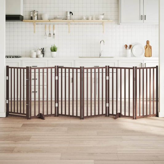 Hondenhek inklapbaar 6panelen 300cm massief vurenhout bruin eik is nu te koop bij PeponiXL, paradijselijk wonen!