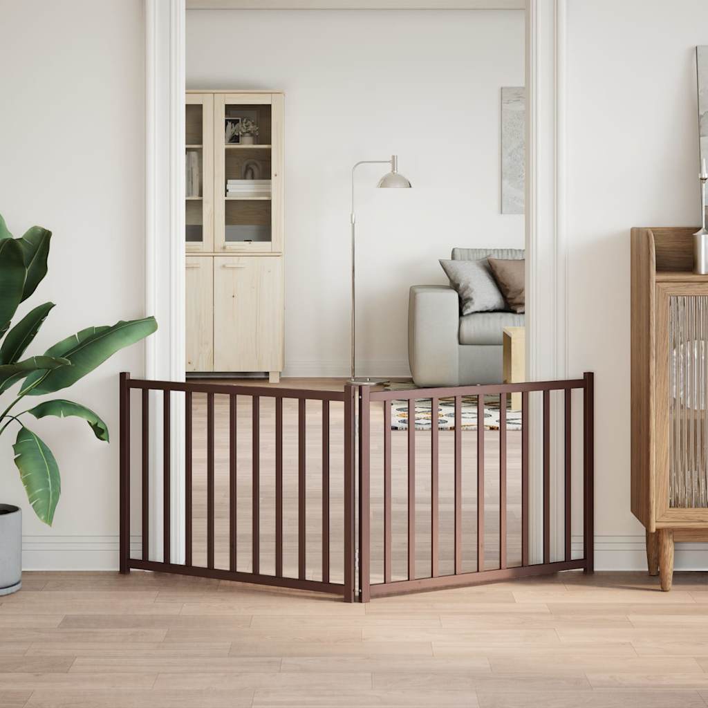 Hondenhek inklapbaar 2panelen 160cm massief vurenhout bruin eik is nu te koop bij PeponiXL, paradijselijk wonen!