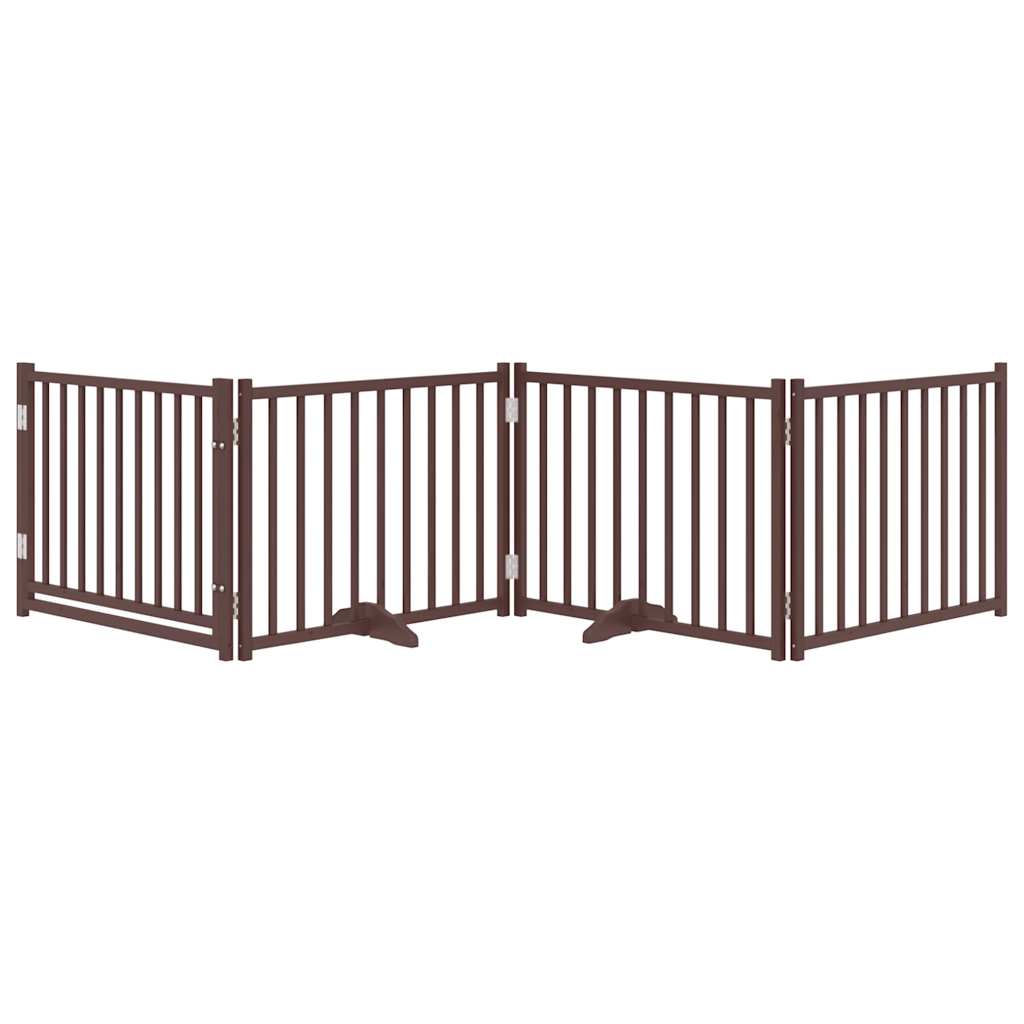 Hondenhek inklapbaar 4panelen 320cm massief vurenhout bruin eik is nu te koop bij PeponiXL, paradijselijk wonen!