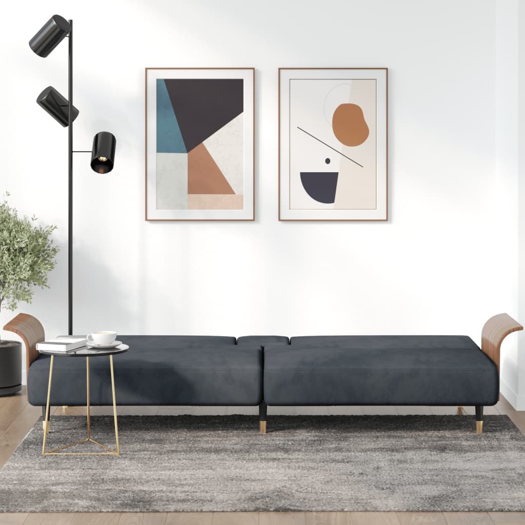 Slaapbank met bekerhouders fluweel donkergrijs is nu te koop bij PeponiXL, paradijselijk wonen!