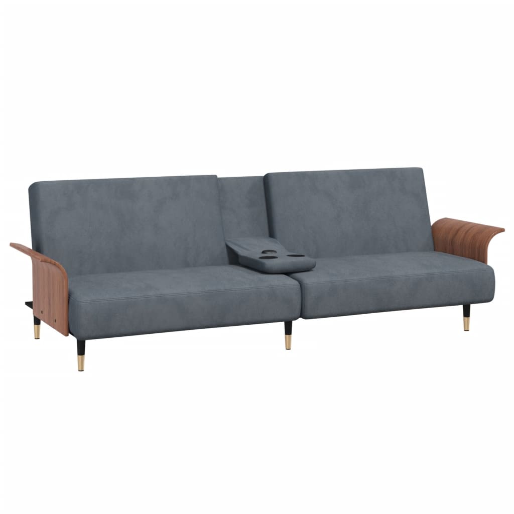 Slaapbank met bekerhouders fluweel donkergrijs is nu te koop bij PeponiXL, paradijselijk wonen!