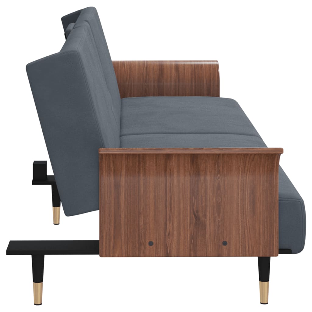 Slaapbank met bekerhouders fluweel donkergrijs is nu te koop bij PeponiXL, paradijselijk wonen!