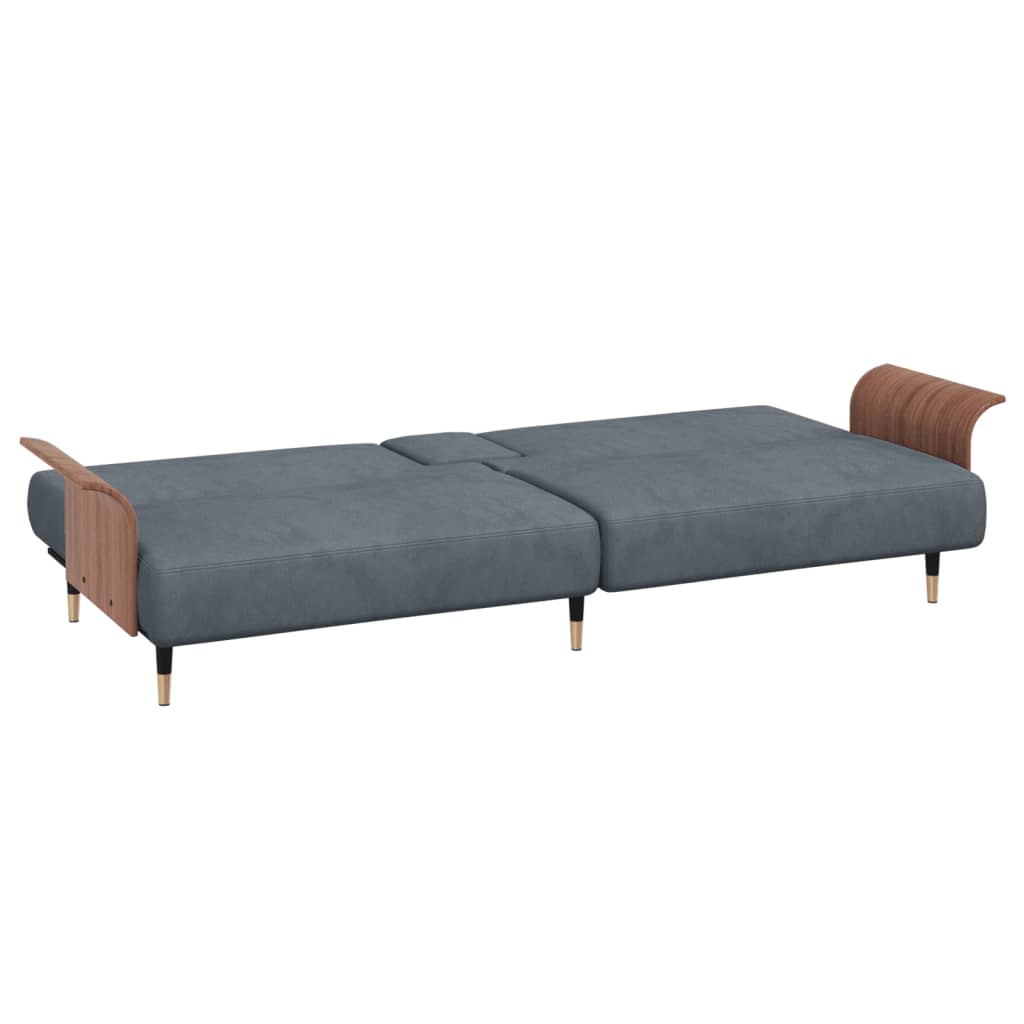 Slaapbank met bekerhouders fluweel donkergrijs is nu te koop bij PeponiXL, paradijselijk wonen!