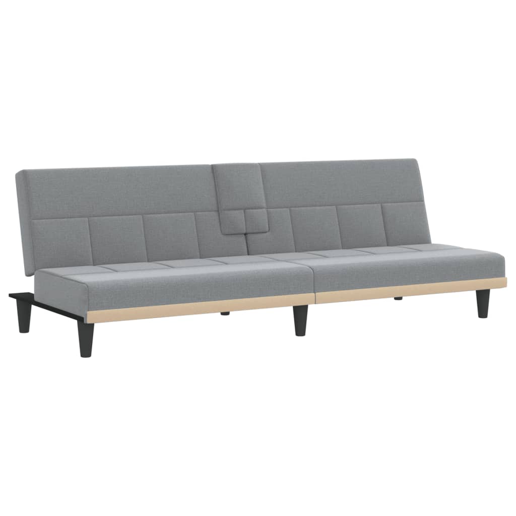 Slaapbank met bekerhouders stof lichtgrijs is nu te koop bij PeponiXL, paradijselijk wonen!