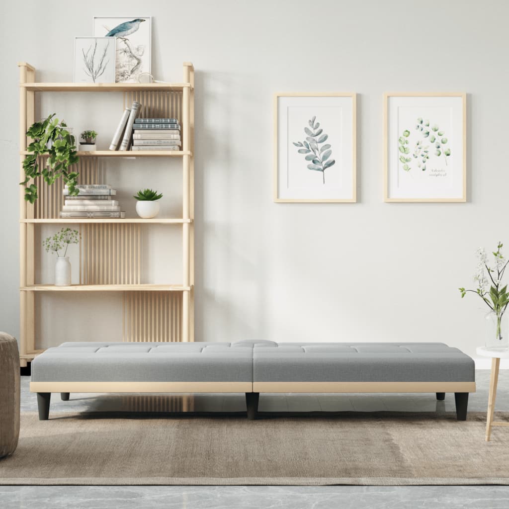 Slaapbank met bekerhouders stof lichtgrijs is nu te koop bij PeponiXL, paradijselijk wonen!