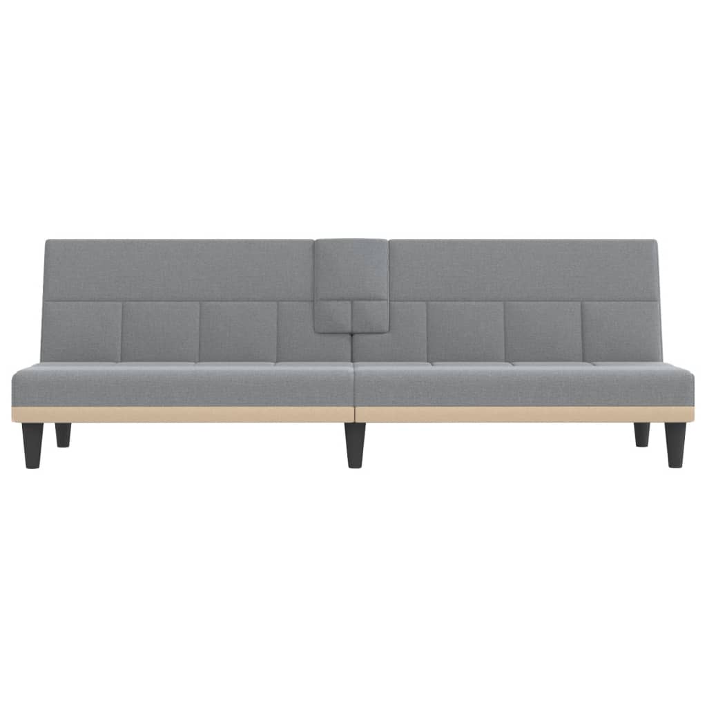 Slaapbank met bekerhouders stof lichtgrijs is nu te koop bij PeponiXL, paradijselijk wonen!
