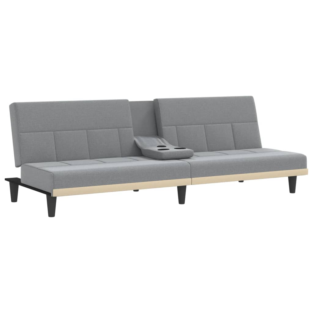 Slaapbank met bekerhouders stof lichtgrijs is nu te koop bij PeponiXL, paradijselijk wonen!