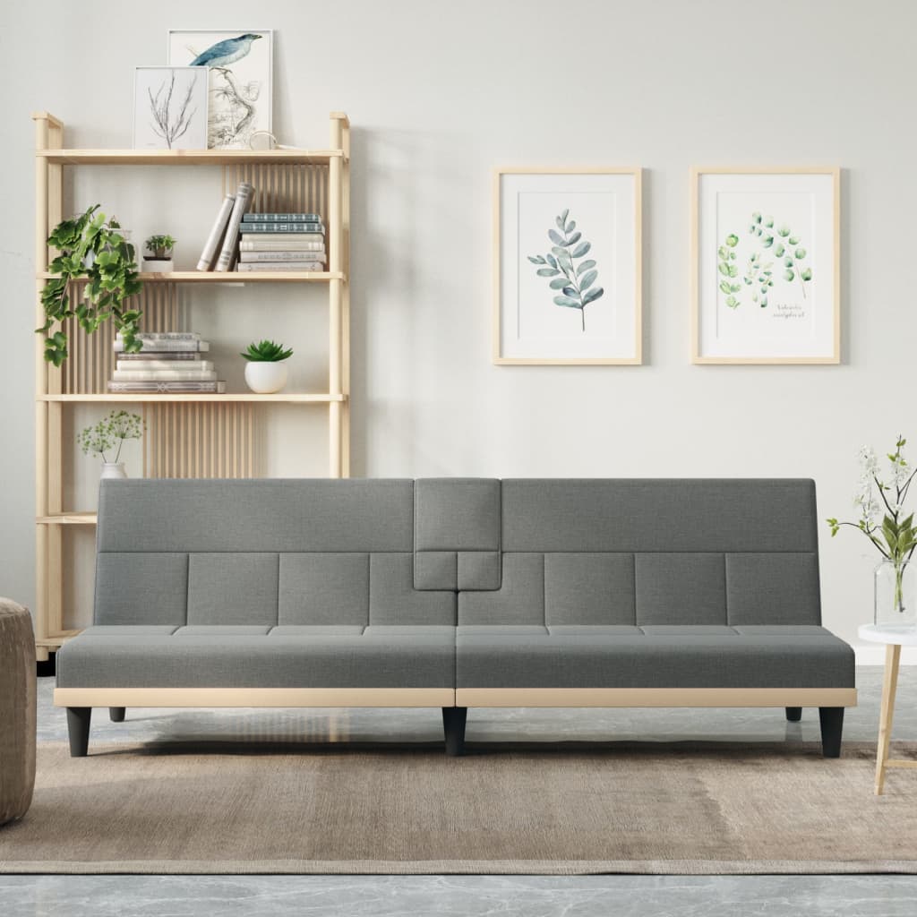 Slaapbank met bekerhouders stof donkergrijs is nu te koop bij PeponiXL, paradijselijk wonen!