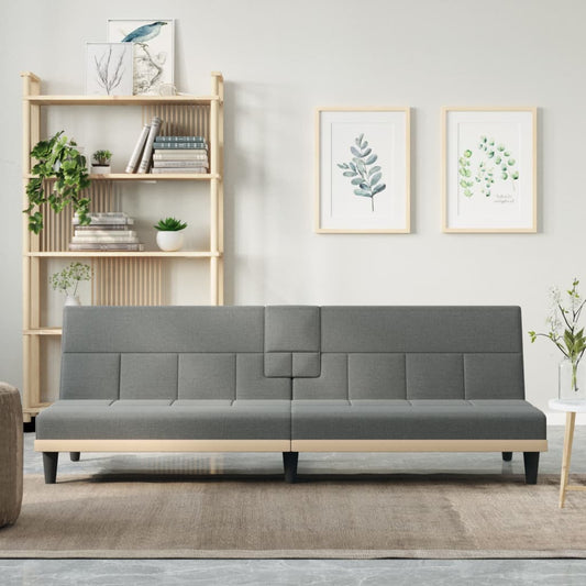 Slaapbank met bekerhouders stof donkergrijs is nu te koop bij PeponiXL, paradijselijk wonen!