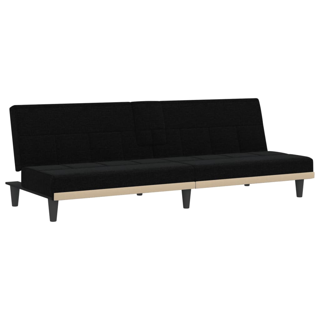 Slaapbank met bekerhouders stof zwart is nu te koop bij PeponiXL, paradijselijk wonen!