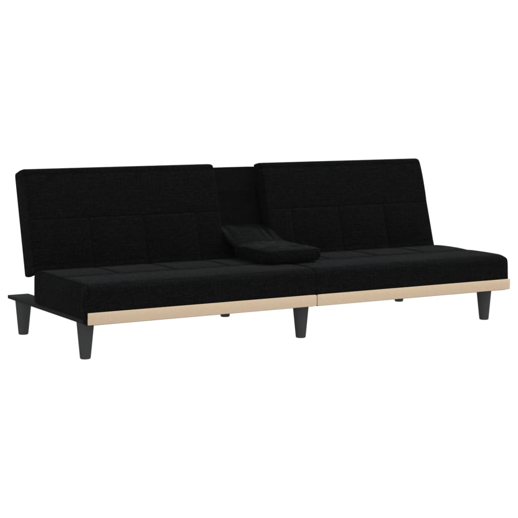 Slaapbank met bekerhouders stof zwart is nu te koop bij PeponiXL, paradijselijk wonen!