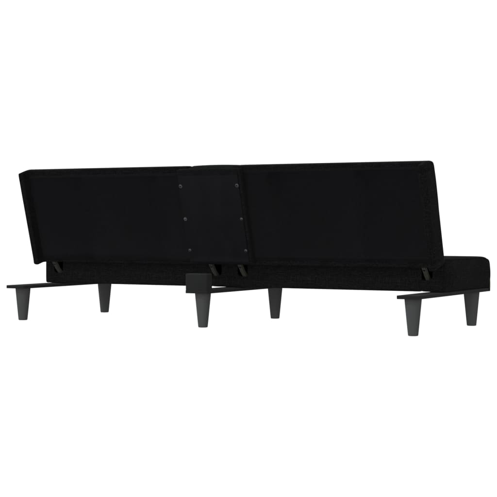 Slaapbank met bekerhouders stof zwart is nu te koop bij PeponiXL, paradijselijk wonen!