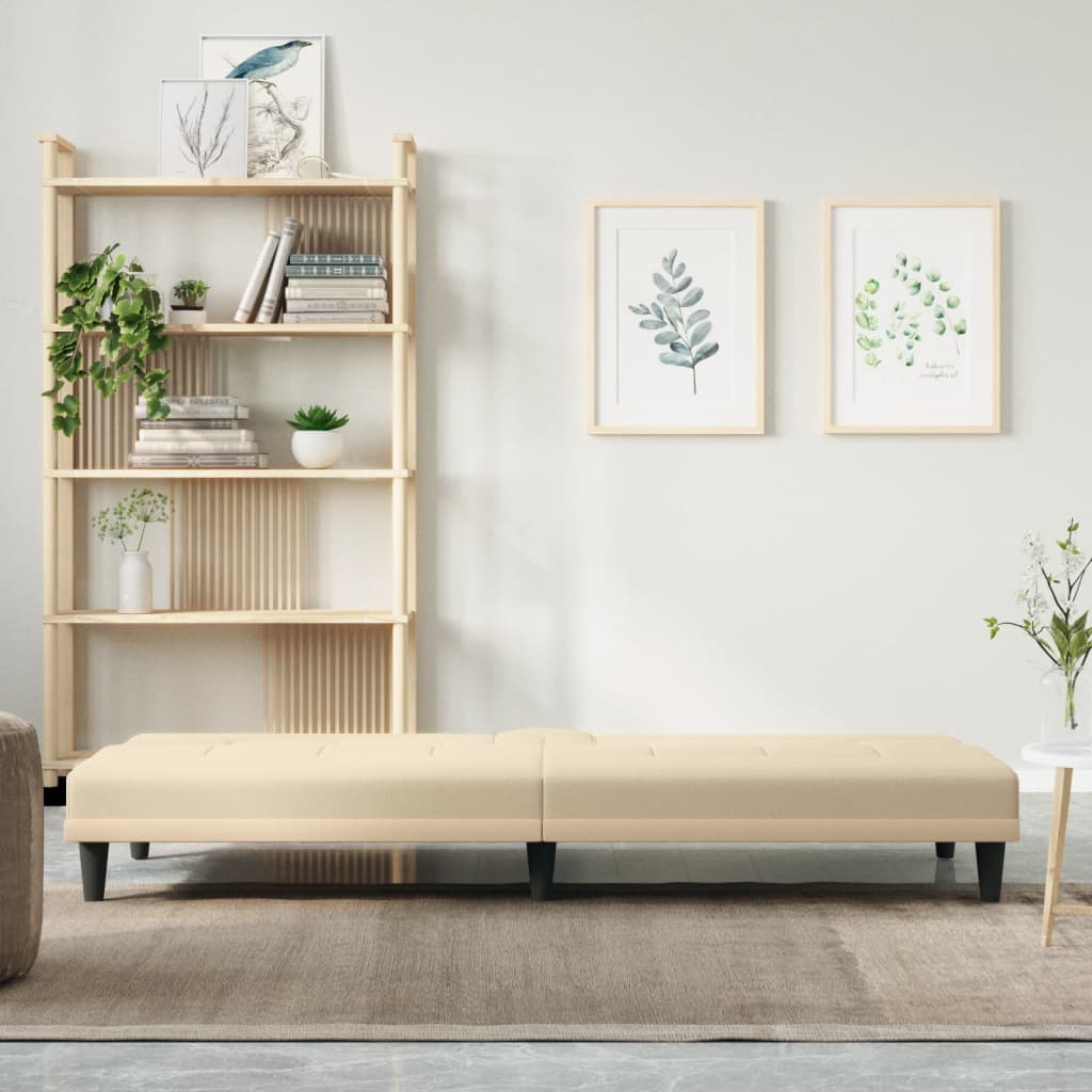 Slaapbank met bekerhouders stof crèmekleurig is nu te koop bij PeponiXL, paradijselijk wonen!