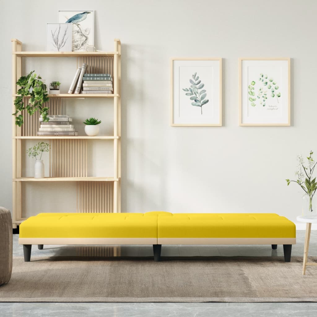 Slaapbank met bekerhouders stof lichtgeel is nu te koop bij PeponiXL, paradijselijk wonen!