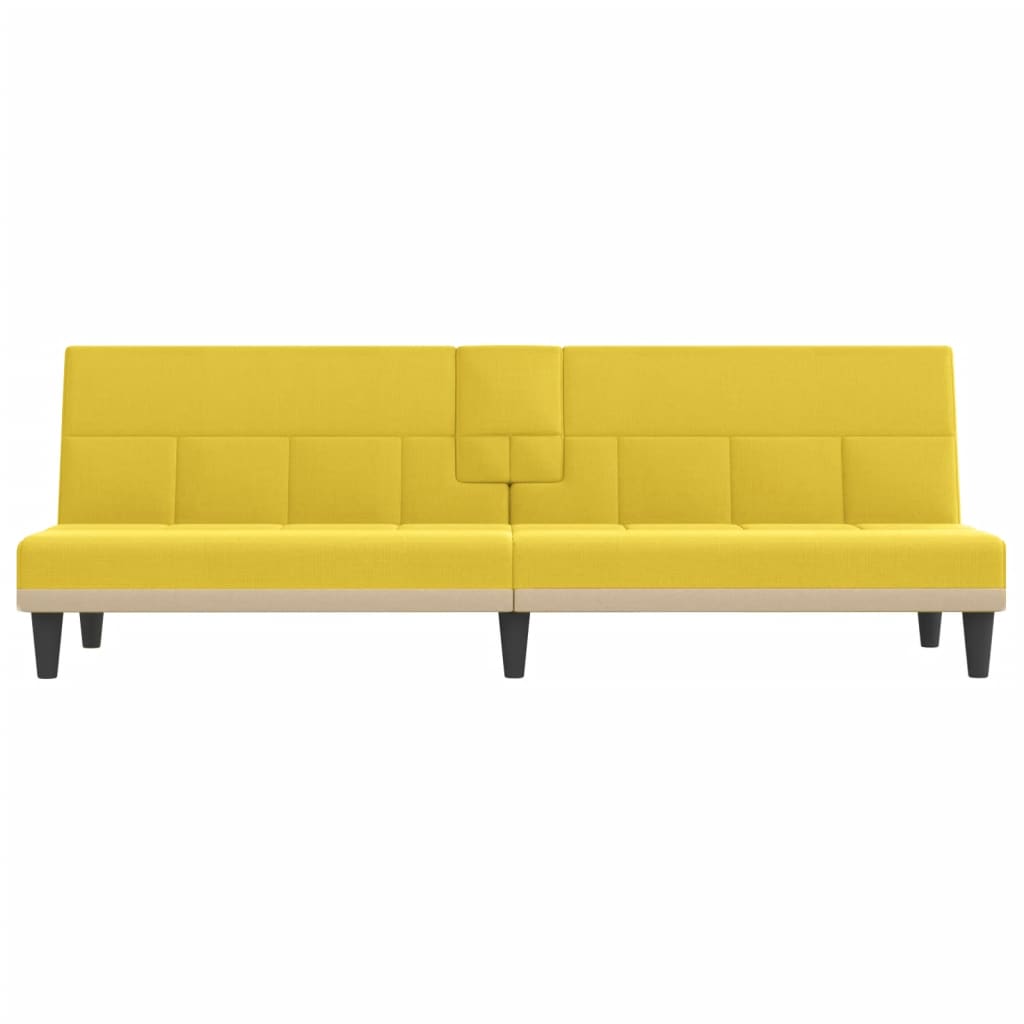 Slaapbank met bekerhouders stof lichtgeel is nu te koop bij PeponiXL, paradijselijk wonen!