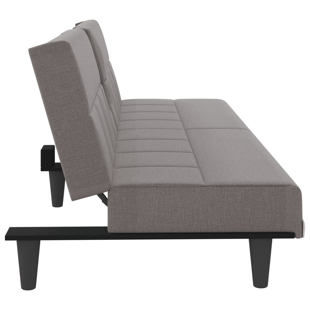 Slaapbank met bekerhouders stof taupe is nu te koop bij PeponiXL, paradijselijk wonen!