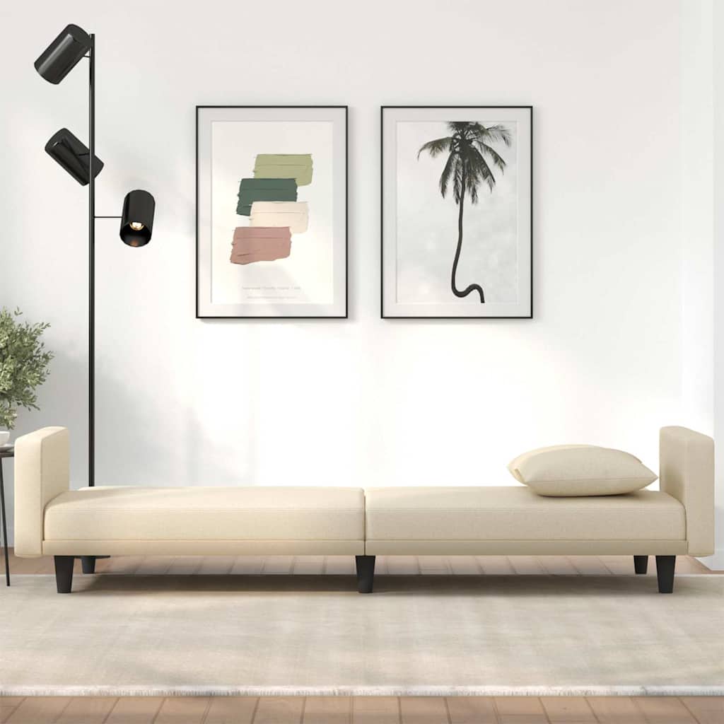 Slaapbank met kussens stof crèmekleurig is nu te koop bij PeponiXL, paradijselijk wonen!