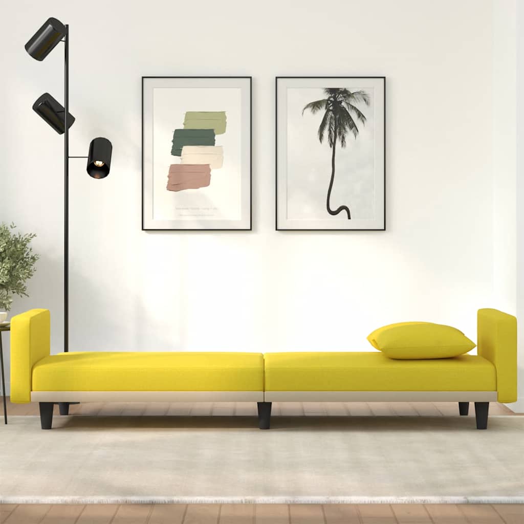 Slaapbank met kussens stof lichtgeel is nu te koop bij PeponiXL, paradijselijk wonen!
