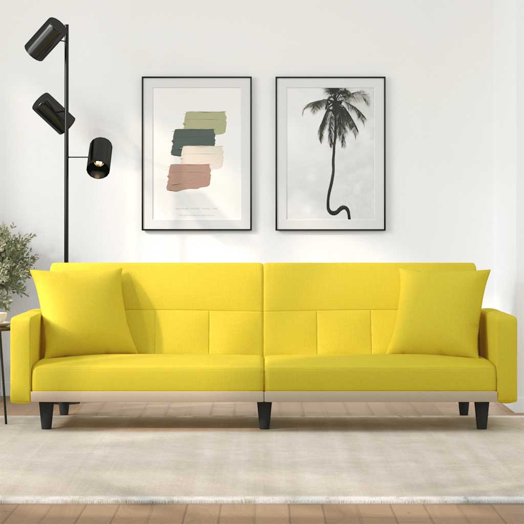 Slaapbank met kussens stof lichtgeel is nu te koop bij PeponiXL, paradijselijk wonen!