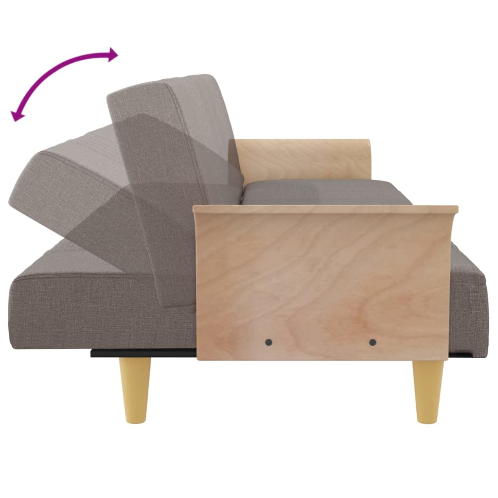 Slaapbank met armleuningen stof taupe is nu te koop bij PeponiXL, paradijselijk wonen!