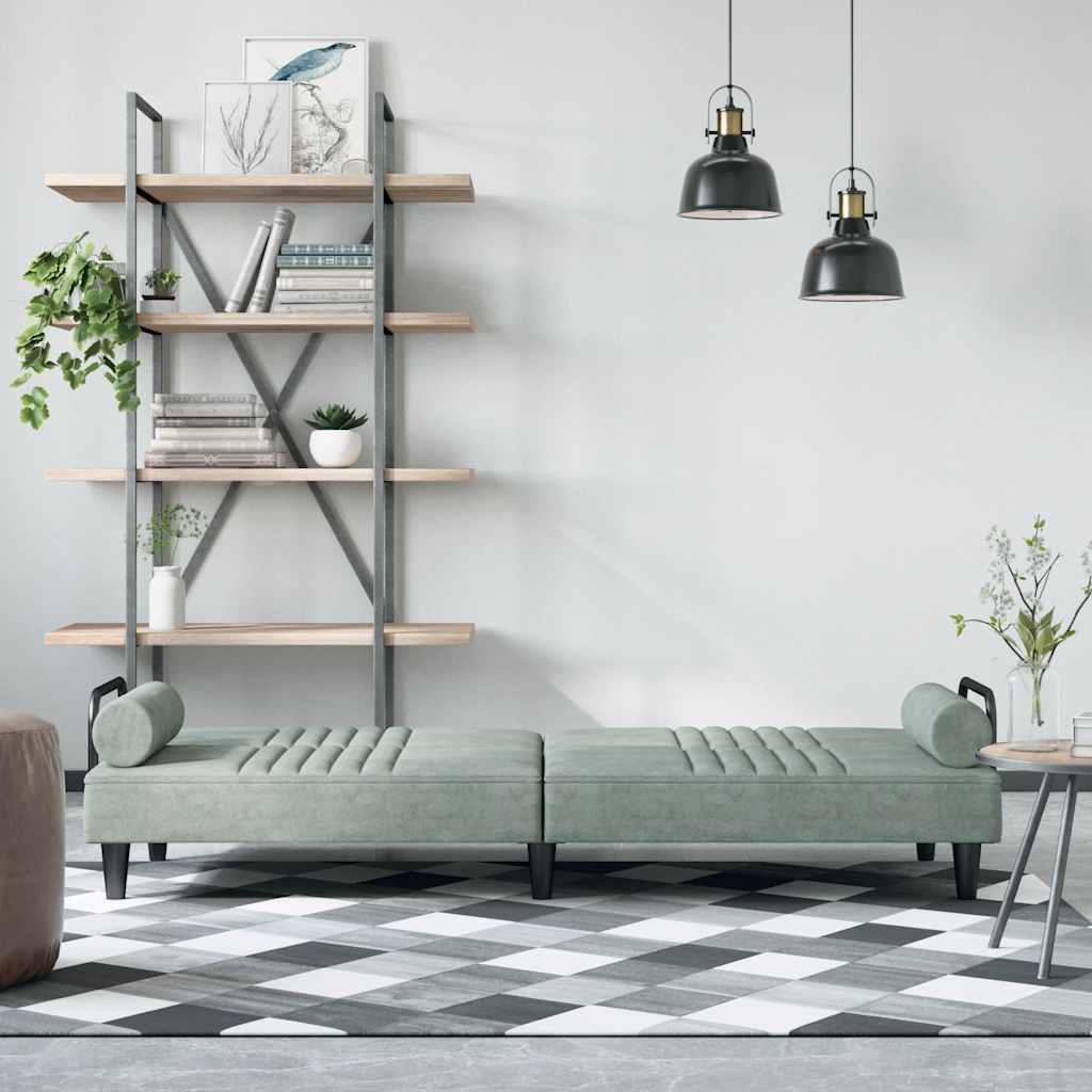 Slaapbank met armleuningen fluweel lichtgrijs is nu te koop bij PeponiXL, paradijselijk wonen!