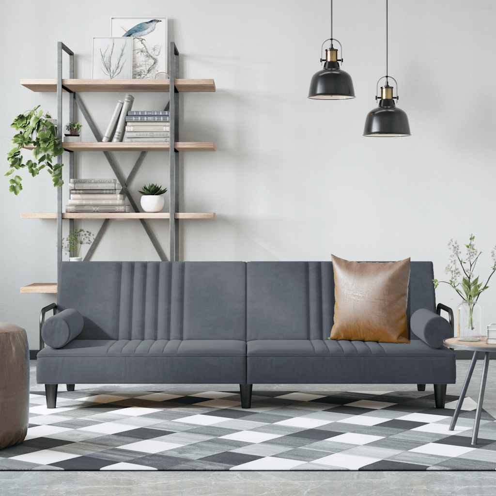 Slaapbank met armleuningen fluweel donkergrijs is nu te koop bij PeponiXL, paradijselijk wonen!