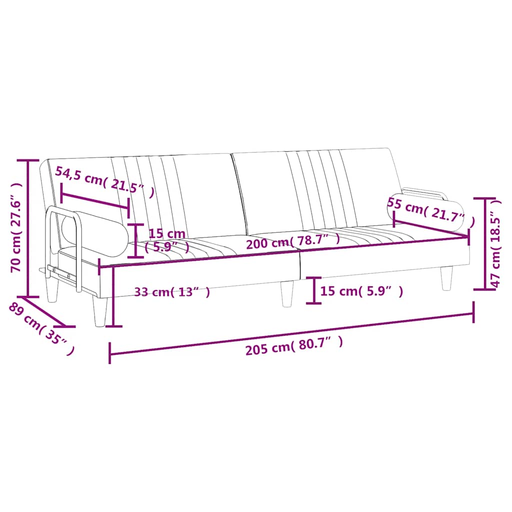 Slaapbank met armleuningen fluweel roze is nu te koop bij PeponiXL, paradijselijk wonen!