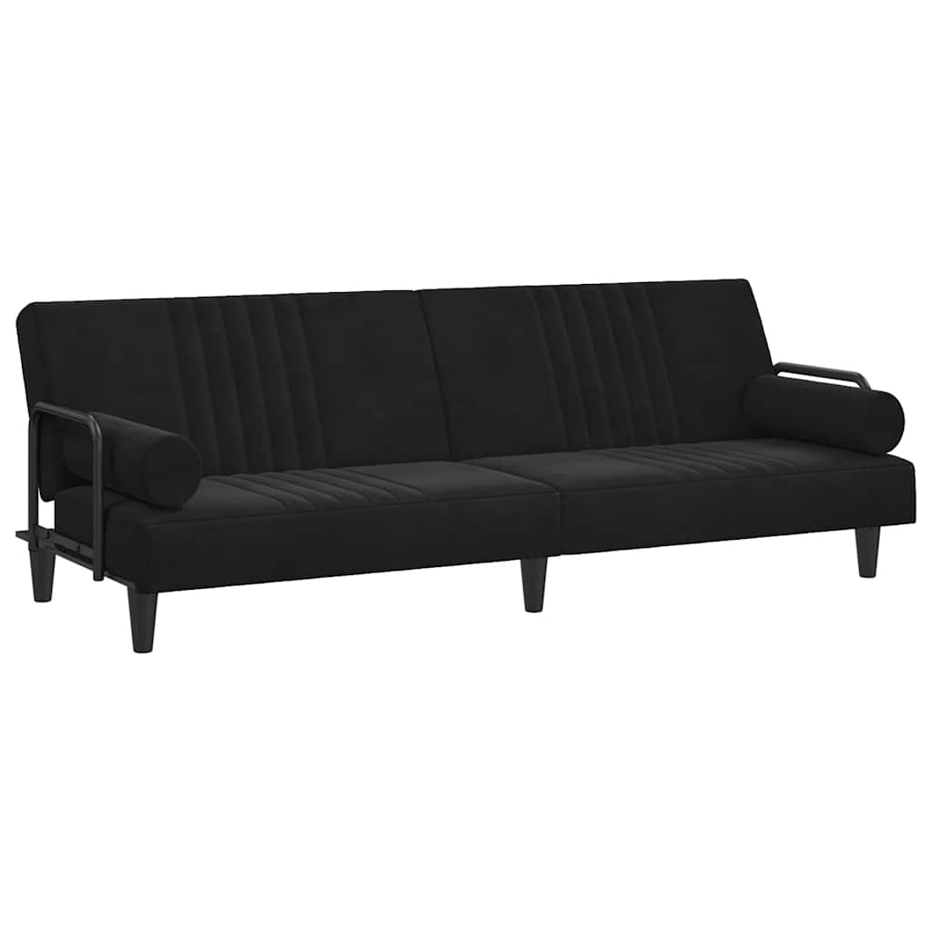 Slaapbank met armleuningen fluweel zwart is nu te koop bij PeponiXL, paradijselijk wonen!