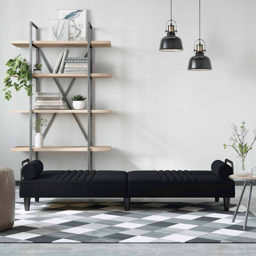 Slaapbank met armleuningen fluweel zwart is nu te koop bij PeponiXL, paradijselijk wonen!