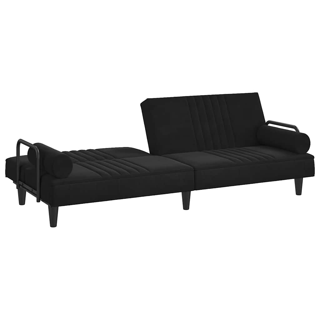 Slaapbank met armleuningen fluweel zwart is nu te koop bij PeponiXL, paradijselijk wonen!