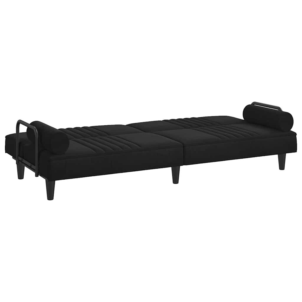 Slaapbank met armleuningen fluweel zwart is nu te koop bij PeponiXL, paradijselijk wonen!