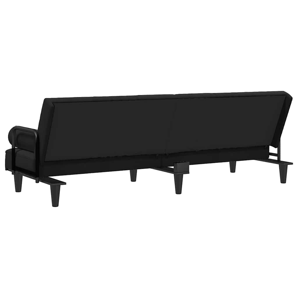 Slaapbank met armleuningen fluweel zwart is nu te koop bij PeponiXL, paradijselijk wonen!