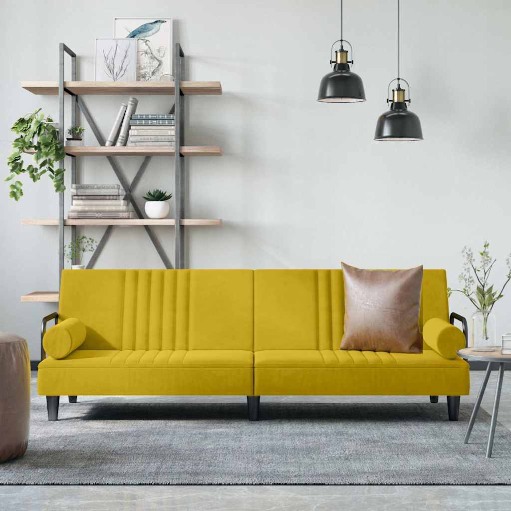 Slaapbank met armleuningen fluweel geel is nu te koop bij PeponiXL, paradijselijk wonen!