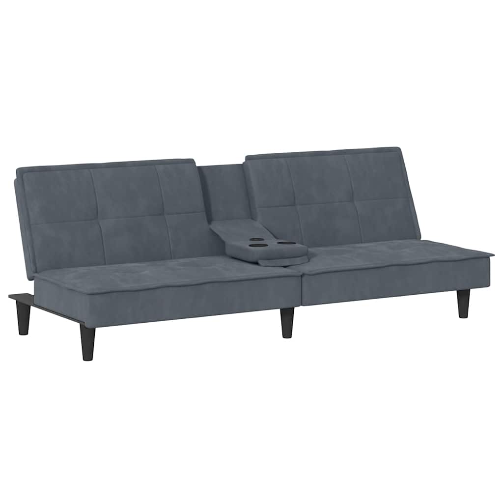 Slaapbank met bekerhouders fluweel donkergrijs is nu te koop bij PeponiXL, paradijselijk wonen!