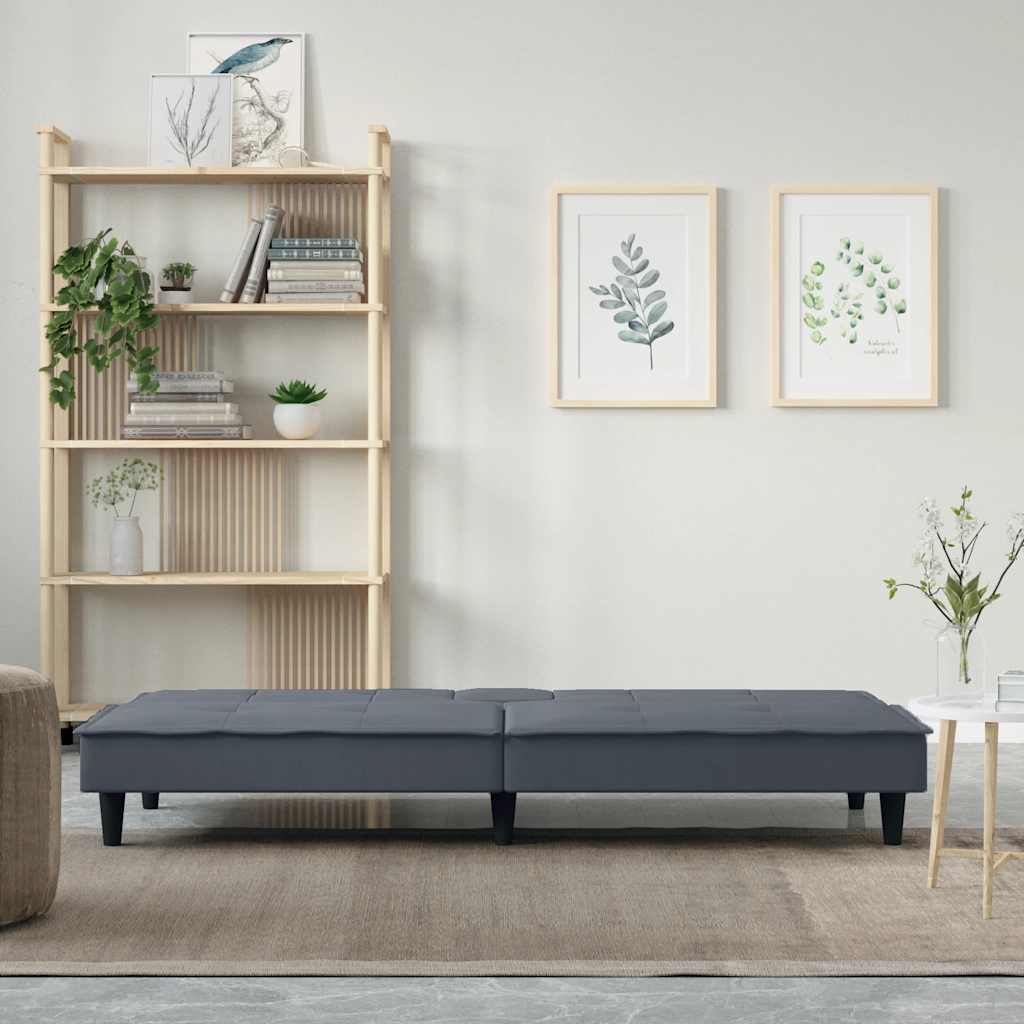 Slaapbank met bekerhouders fluweel donkergrijs is nu te koop bij PeponiXL, paradijselijk wonen!