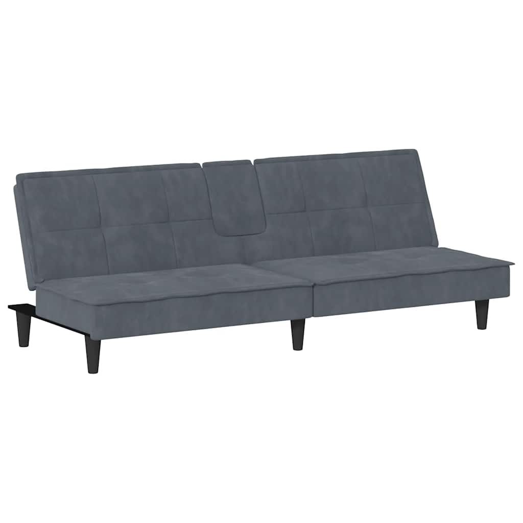 Slaapbank met bekerhouders fluweel donkergrijs is nu te koop bij PeponiXL, paradijselijk wonen!