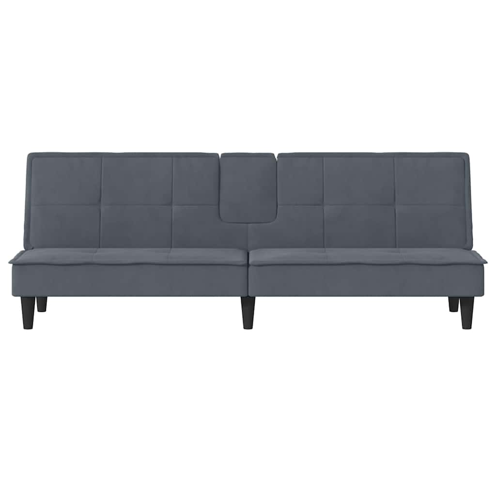 Slaapbank met bekerhouders fluweel donkergrijs is nu te koop bij PeponiXL, paradijselijk wonen!