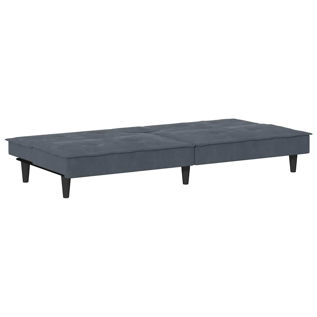 Slaapbank met bekerhouders fluweel donkergrijs is nu te koop bij PeponiXL, paradijselijk wonen!