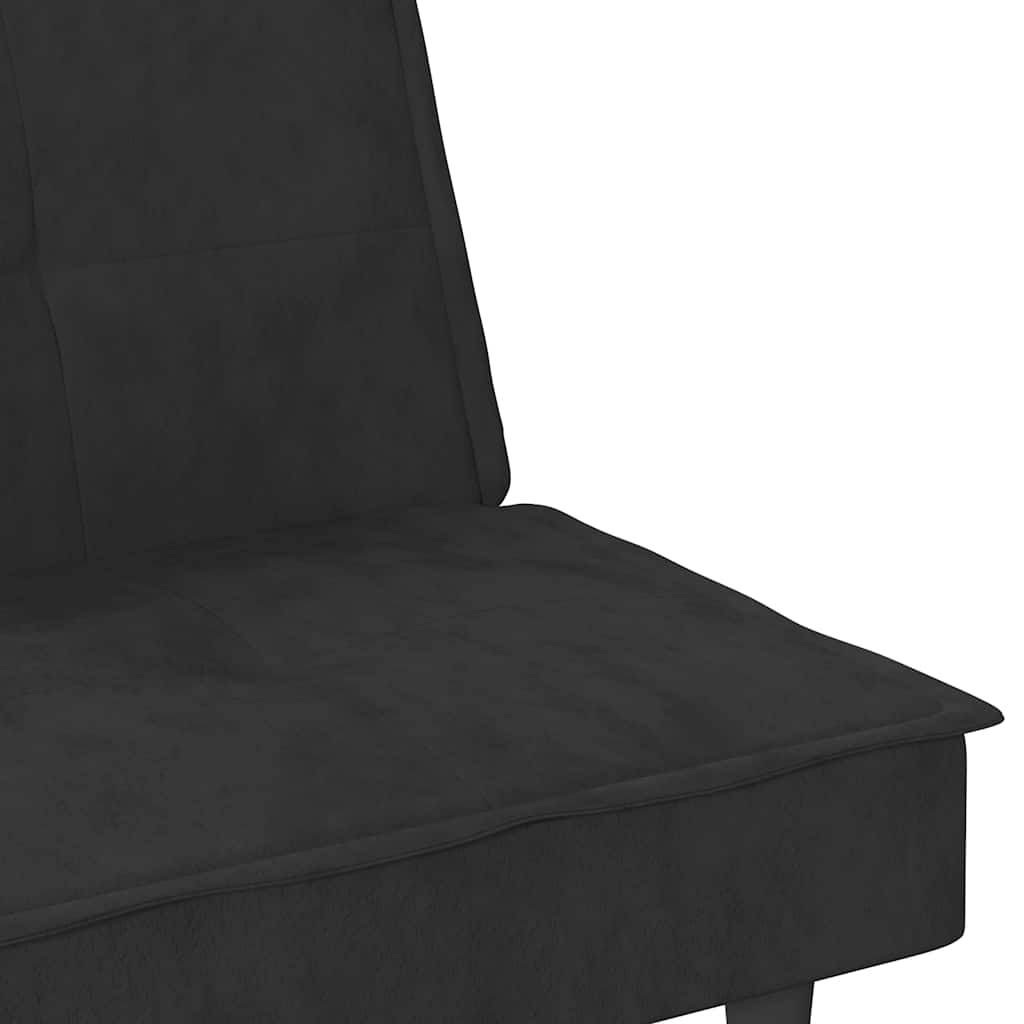 Slaapbank met bekerhouders fluweel zwart is nu te koop bij PeponiXL, paradijselijk wonen!