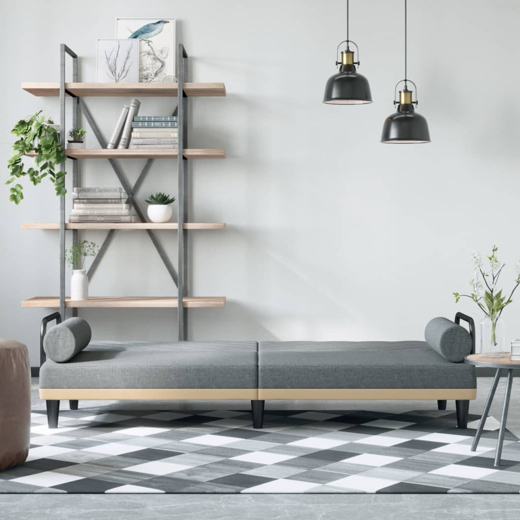 Slaapbank met armleuningen stof lichtgrijs is nu te koop bij PeponiXL, paradijselijk wonen!