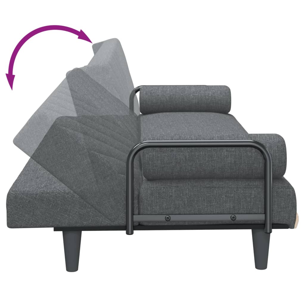 Slaapbank met armleuningen stof donkergrijs is nu te koop bij PeponiXL, paradijselijk wonen!
