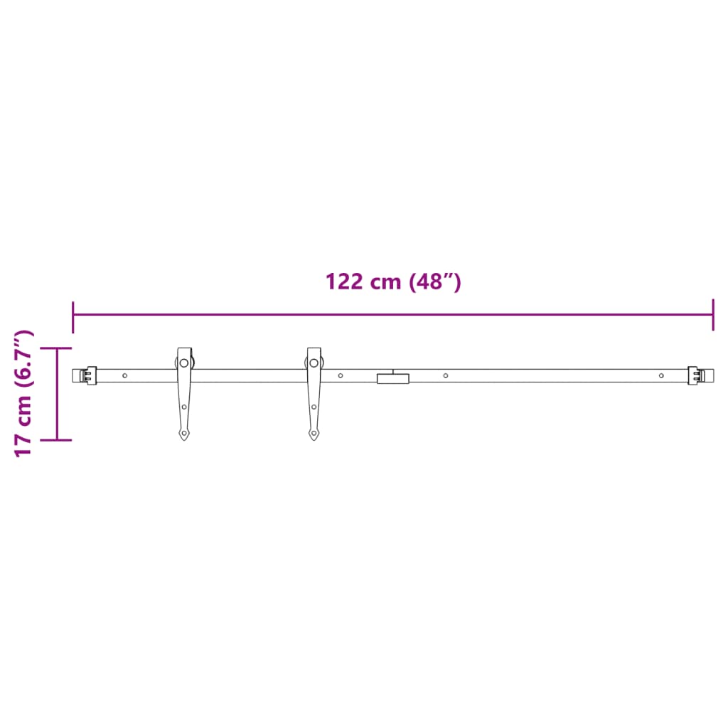 Ophangset voor minischuifdeur 122 cm koolstofstaal zwart is nu te koop bij PeponiXL, paradijselijk wonen!