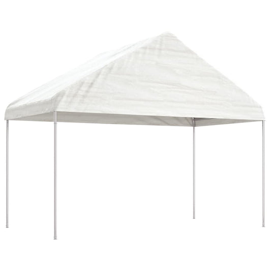 Prieel met dak 4,08x2,23x3,22 m polyetheen wit is nu te koop bij PeponiXL, paradijselijk wonen!