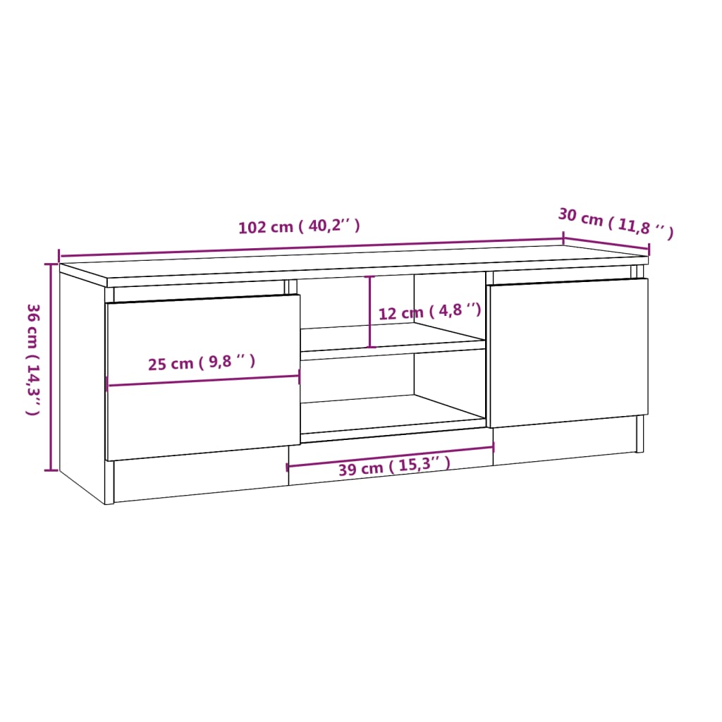 Tv-meubel met deur 102x30x36 cm bruin eikenkleur is nu te koop bij PeponiXL, paradijselijk wonen!