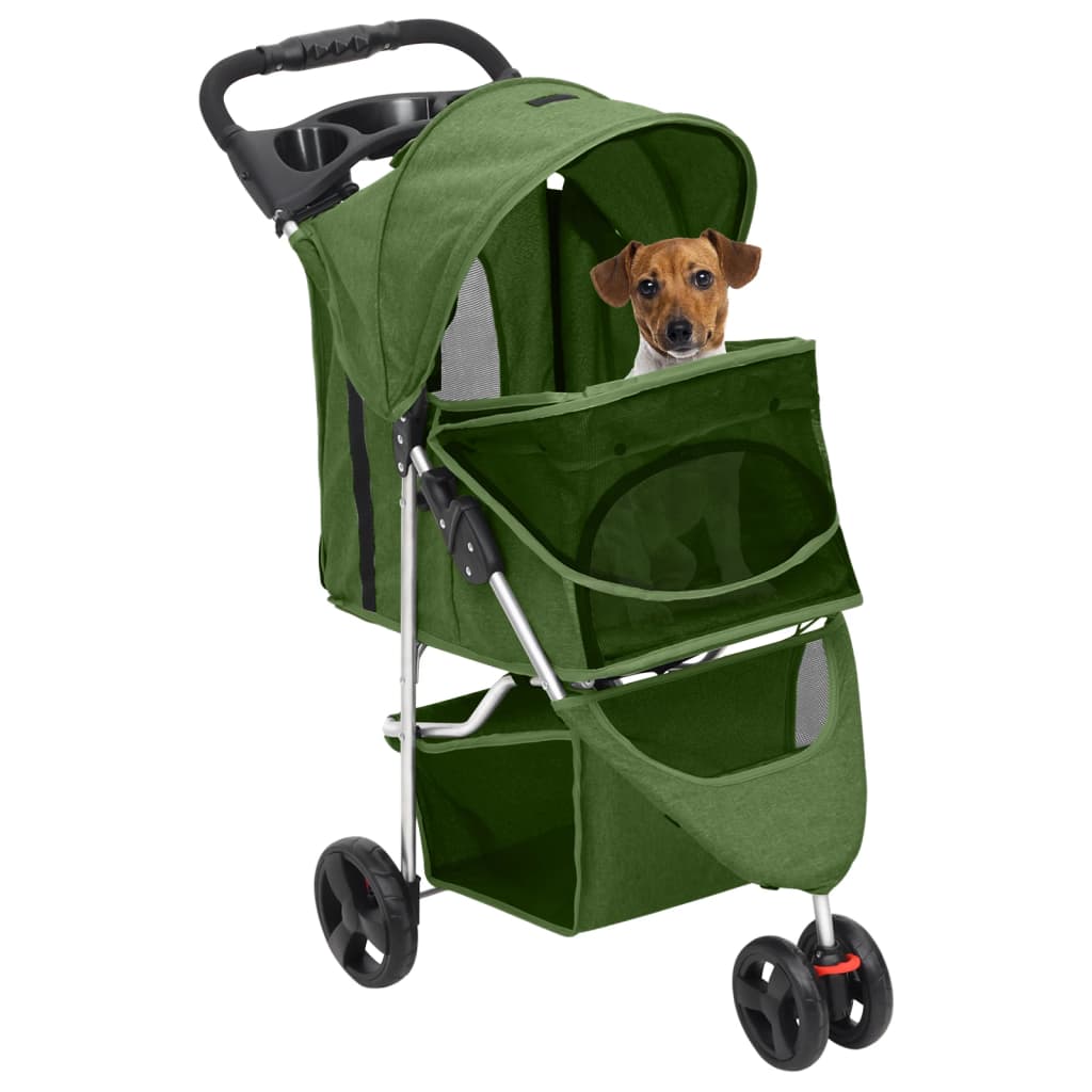 Hondenwagen inklapbaar 80x46x98 cm oxford stof groen is nu te koop bij PeponiXL, paradijselijk wonen!