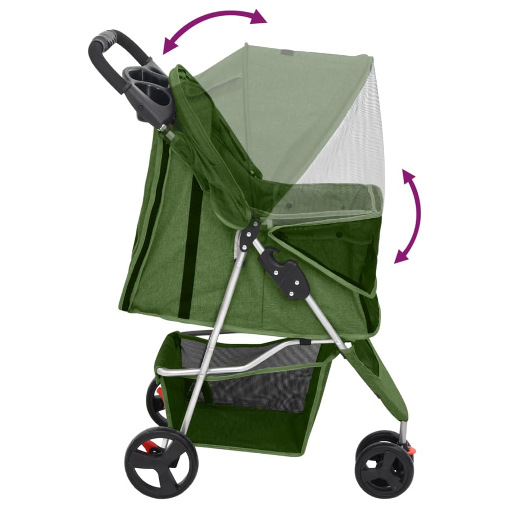 Hondenwagen inklapbaar 80x46x98 cm oxford stof groen is nu te koop bij PeponiXL, paradijselijk wonen!