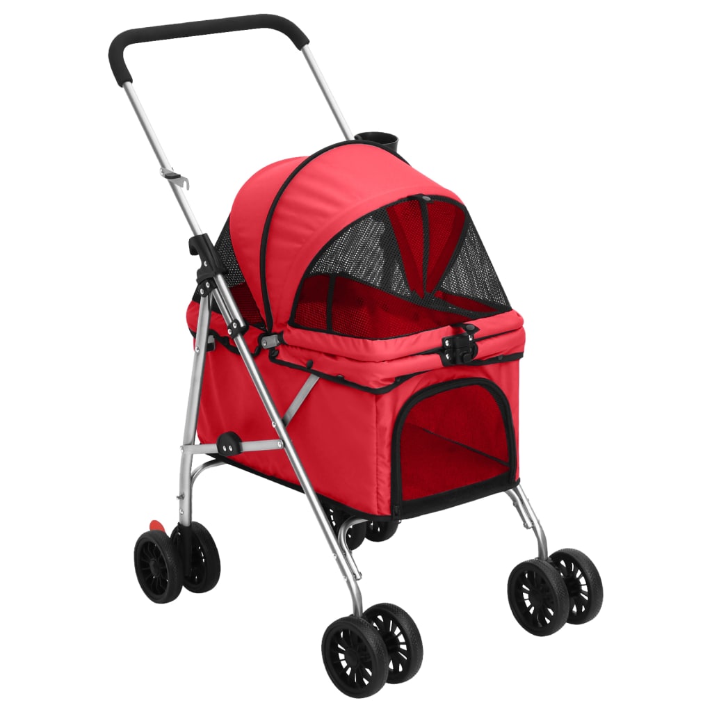 Hondenwagen inklapbaar 76x50x100 cm oxford stof rood is nu te koop bij PeponiXL, paradijselijk wonen!