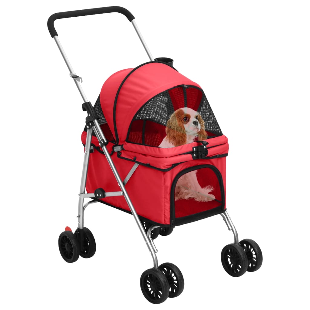 Hondenwagen inklapbaar 76x50x100 cm oxford stof rood is nu te koop bij PeponiXL, paradijselijk wonen!