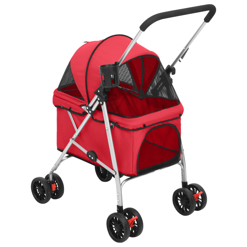 Hondenwagen inklapbaar 76x50x100 cm oxford stof rood is nu te koop bij PeponiXL, paradijselijk wonen!